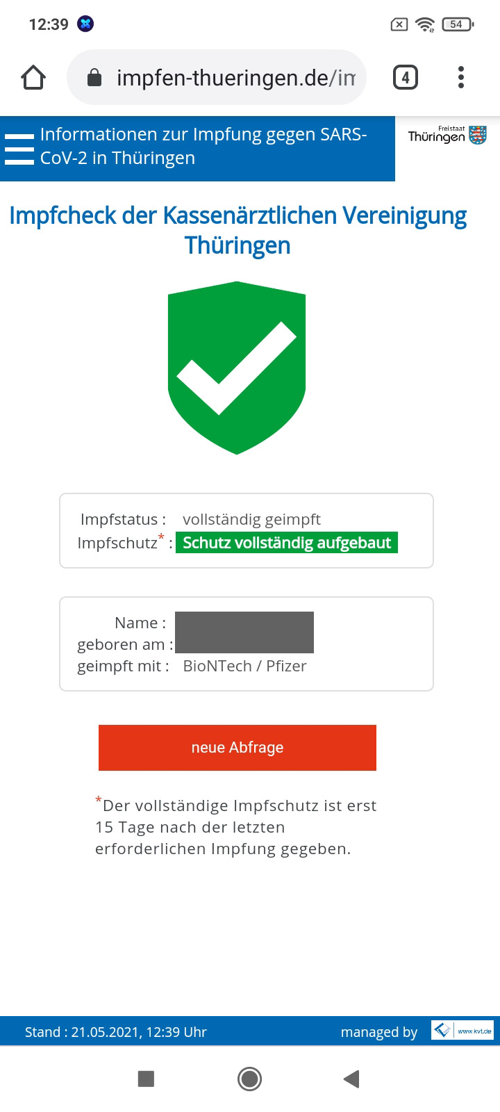Verifizierung CoroScan Startseite